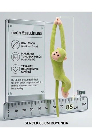 85 Cm Sarılan Maymun Peluş Oyuncak Peluş Maymun Yeşil
