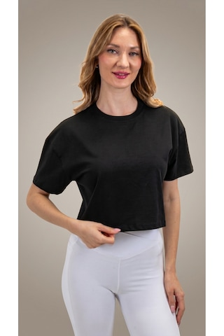 Heyy's Oversize Kadın Siyah Crop T - Shirt Siyah