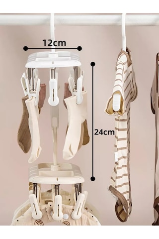 Uutnoe Mestecko Bej Renkli, Mandal Açan 12 Adetli Askılı Çamaşır Kurutma Askısı 250382547 Bej