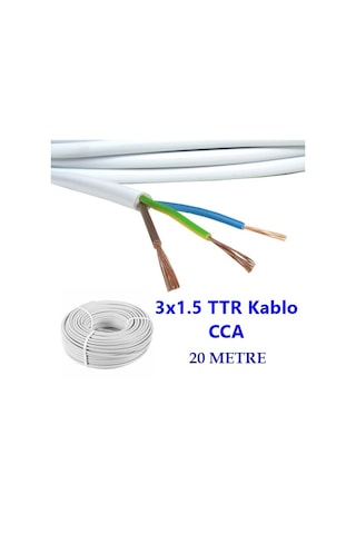 3x1.5 Cca Ttr Kablo Çok Telli 20 Metre Tam Kesit Kablo