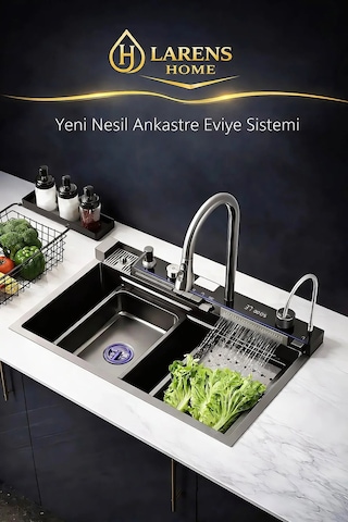 Arvella Elektronik Akıllı Eviye Seti 304 Çelik 4 Mm Antrasit