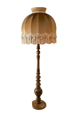Kiremit Renk Kadife Lambader Kahve Ahşap Ayak Vintage Lm01298 Vizon