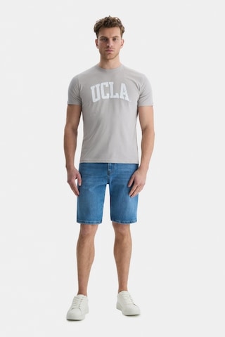Ucla Culver Açık Gri Bisiklet Yaka Baskılı Standard Fit Erkek Tshirt Açık Gri