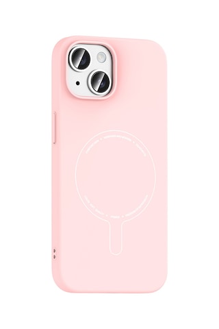 Maks Technology iPhone Uyumlu 15 Kılıf M-safe Şarj Özellikli Kamera Korumalı Mkst Elio Sert Pc Kapak - Açık Pembe