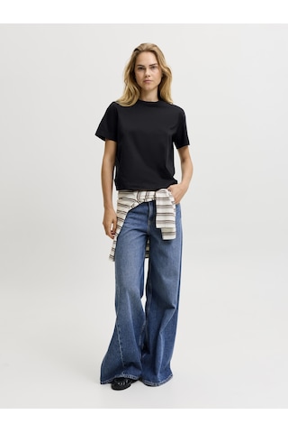 Jack & Jones Kadin Box Fit Bisiklet Yaka Tisört - Sophia - 12297887 Siyah