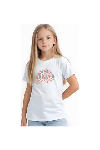 Fyk Kids Kız Çocuk Sweat Sassy Baskılı Tişört Beyaz