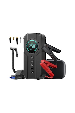 Volemi Vm-726 4'ü 1 Arada Taşınabilir Şarjlı Akü Takviye Cihazı Ve Lastik Şişirme Pompası 10000mah Powerba