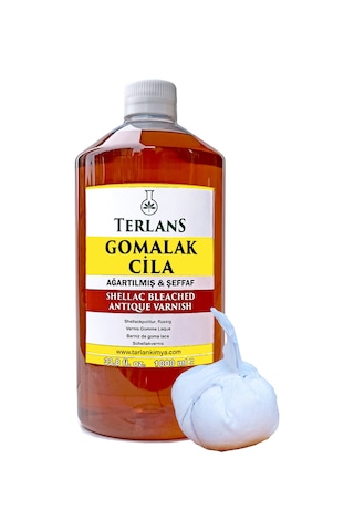 Terlans Ağartılmış Şeffaf Gomalak Cilası 1000 ml + Sürme Topu