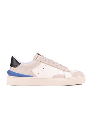 Shoetyle - Bej Süet, Beyaz Deri Bağcıklı Erkek Sneaker 666-23-1252 Deri Beyaz
