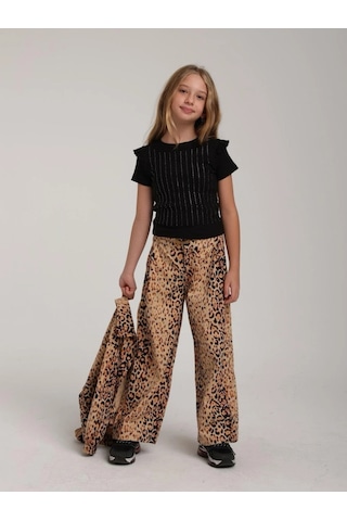 Kız Çocuk Taşlı Tasarım Bluz-15615 Siyah