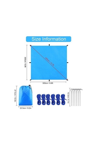 Bloomnest Yağmur Tarpaulin Tarp Su Plaj Piknik Mavi Kamp Kamp İçin Hava Hamak Hafif Güneşlik Geçirmez Fonksiyonlu Çok Çadırı Çadır Barınağı Açık 9.8ft 9.8 Rf Mavi Mavi