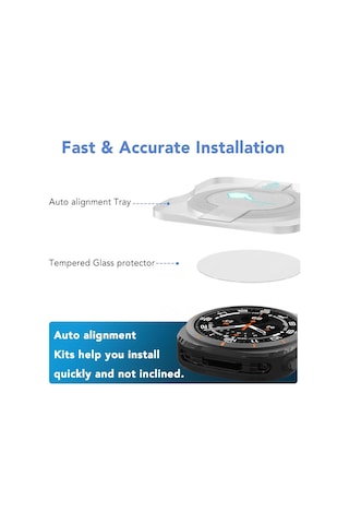 Samsung Galaxy Uyumlu Watch 7 Ultra 47mm Kolay Uygulama Aparatlı Cam Ekran Koruyucu
