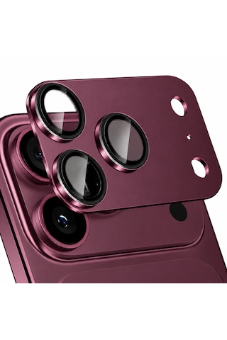 Microcase Apple Uyumlu Apple iPhone 18 Pro Max Kamera Camı Lens Koruyucu Halka Set - Al3131 Kırmızı