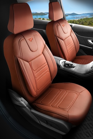 Taba - Taba Panda Rodos Serisi Deri Ortopedik Oto Koltuk Kılıfı - Tam Set