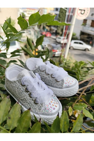 Scarpe Magiche Kristal Prenses Spor Ayakkabı 31-35 Numara Arası Işıksızdır Gümüş
