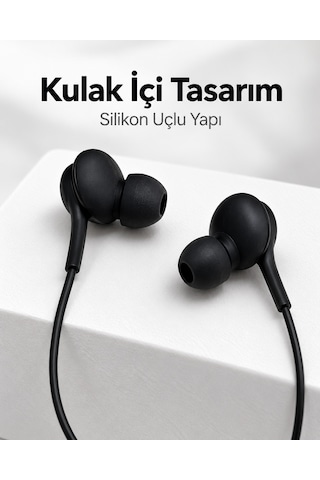 Tek Siyah Tasarımlı Jak Girişli Kablolu Kulak İçi Kulaklık Najmaddin
