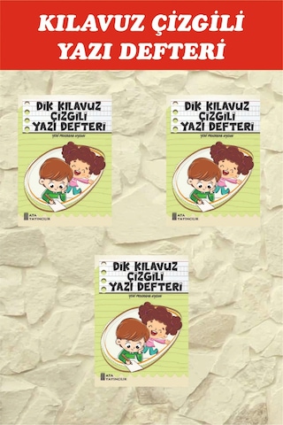 1.sınıf Dik Temel Harflerle Kılavuz Çizgili Yazı Defteri Küçük Boy - 3 Adet