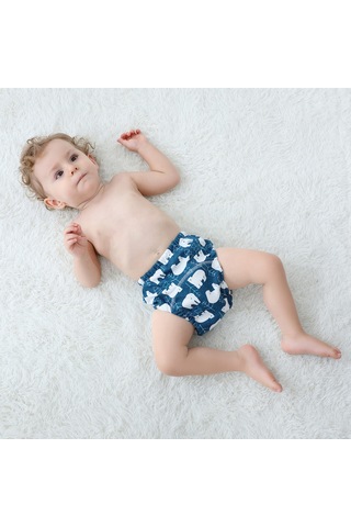 Lemestar Bebek Eğitici Panty: 6 Katlı Pamuklu, Su Geçirmez, Yıkama Gerektirebilir, Emici Ve Havalandırıcı, Gri Ayı & Kutup Ayısı Desenli, M Beden