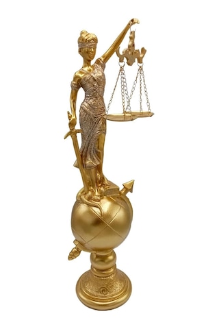 Themis Adalet Terazisi Heykeli Ve Dünya Biblo Gold 37cm