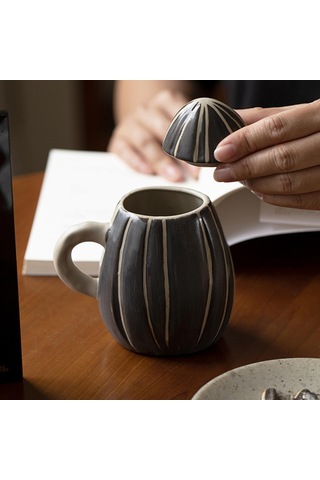 Suntek Kapaklı Komik Seramik Kupa Süt Portakal Suyu Suyu Için