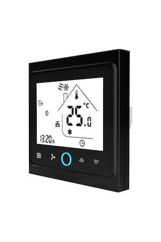 Dört Borulu Akıllı Oda Termostatı Dijital Programlanabilir Sıcaklık Kontrol Cihazı Klima İçin Bac-002el, Siyah