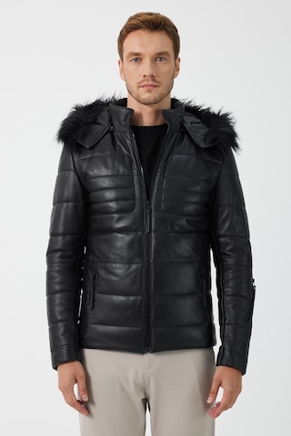 Butto Siyah Erkek Deri Ceket Siyah