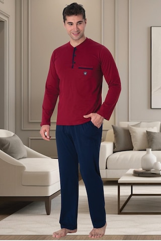 Mecit Pijama Mecit 2904 Bordo %100 Pamuk Erkek Büyük Beden Pijama Takımı Bordo