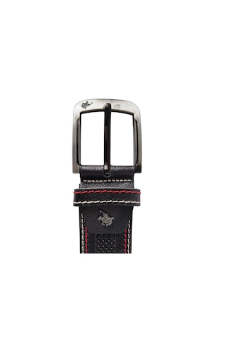 Santa Barbara Polo Racquet Club Santa Barbara Polo & Racquet Club Siyah Deri Erkek Kemer 4,5 Cm Siyah