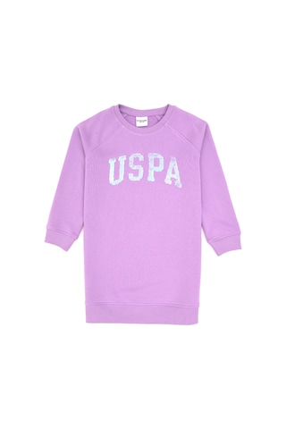 U.S. Polo Assn. Kız Çocuk Lila Payet Detaylı Bisiklet Yaka Sweat Örme Elbise 50314313-VR034