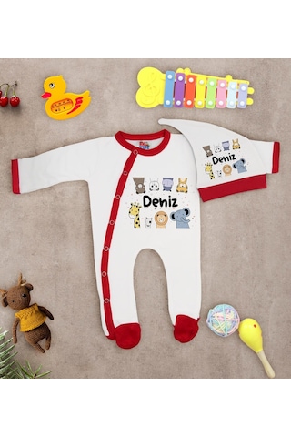 Bk Kids Kişiye Özel Bebek Kıyafeti, Bebek Giyim Hediyesi, Tulum Zıbın Ve Kukuletalı Şapka Seti-19 Çok Renkli