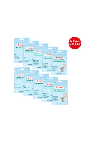 Mulpex Tek Kullanımlık Suda Çözünür Klozet Kapak Örtüsü 10 x 10'lu