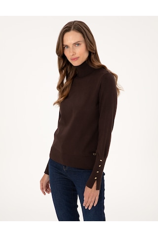 Pierre Cardin Kahverengi Slim Fit Balıkçı Yaka Basic Kazak 50310886-vr029