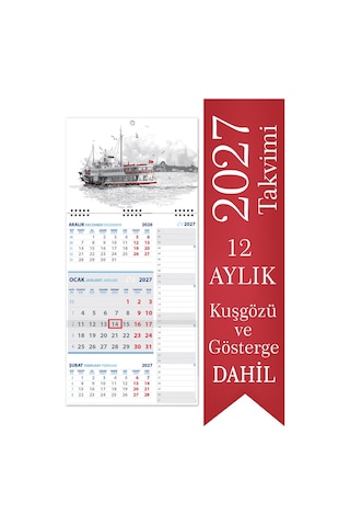 2027 Memo Gemici Takvimi Denizci Duvar Takvimi 27.5 x 60.5 CM