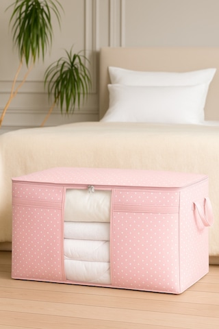 Serstil Pencereli Yastık Hurcu 75 X 40 X 40 Cm - Pembe Benekli Pembe Puantiye