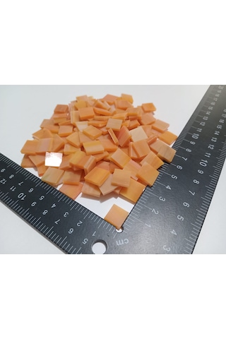 Açık Turuncu Kare Vitray Cam Mozaik Taşı - Sanatsal Mozaik İçin Yaklaşık 10 X 10 Mm