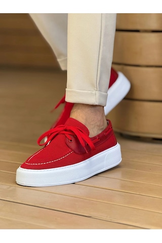 Natural Shoes Mn2602 - Triko Erkek Ayakkabı Kırmızı Kırmızı