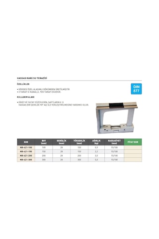 Fett 100mm Kinex Dın877 Hassas Kare Su Terazisi Nb-621-100