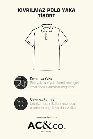 Ac&Co / Altınyıldız Classics 4A4820200047Sabm Düğmeli Polo Yaka Cepsiz Slim Fit Erkek Tişört Saks Mavisi - Beyaz Saks Mavi
