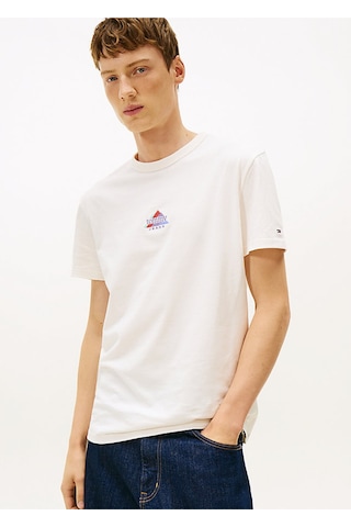 Tommy Jeans Erkek T Shirt Dm0dm22311 Ybh Beyaz Beyaz