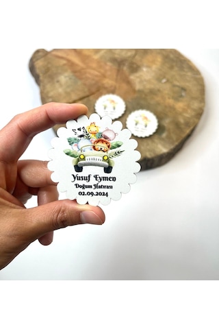 Mr. Home Safari Konseptli Uv Baskılı Doğum Hatırası Ahşap Magnet