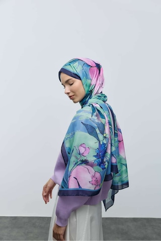 Moda Kaşmir Nileya Desen Pamuk Şal Lacivert