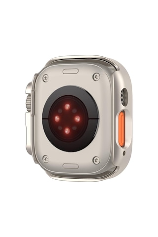 Apple Uyumlu Watch Ultra 1/2 49mm Ekran Koruyuculu Tek Sıra Kenar Taşlı Sert Pc Kasa Koruyucu