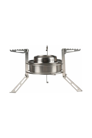 Neevoyu Taşra Kampı İçin Paslanmaz Çelik Alkol Ocak Ve Katlanabilir Büyük Ayaklı Stant Seti - Dayanıklı, Taşınabilir, Kararlı Isıtma Gümüş