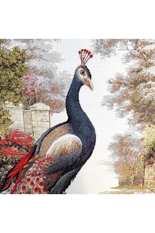 Hayvan Serisi-08 Dokuma Goblen Kumaş-Tavus Kuşu Tek