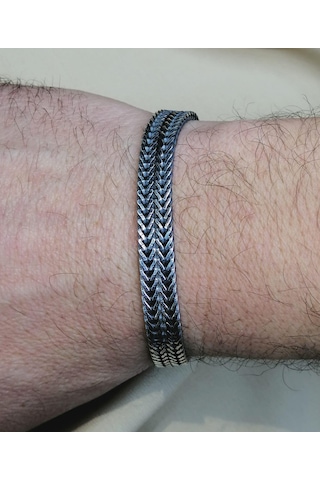 Omar Silver 925 Ayar Midyat Hasırı Cihan Albora Gümüş Erkek Bilekliği