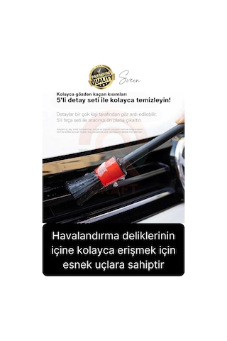 Premium 5 Parça Yumuşak Kıllı Temizleme Fırçası Detaylı Otomobil İç Araç Temizlik Seti Sökücü Bakım