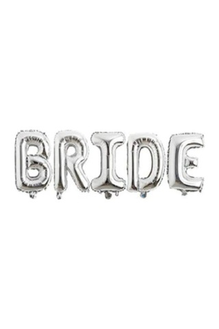 Gümüş Renkli Bride 100 Cm Büyük Boy Folyo Balon Seti