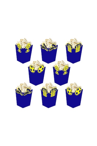 3d Sarı Lacivert Taraftar Temalı Popcorn Mısır Kutusu 8 Li Paket