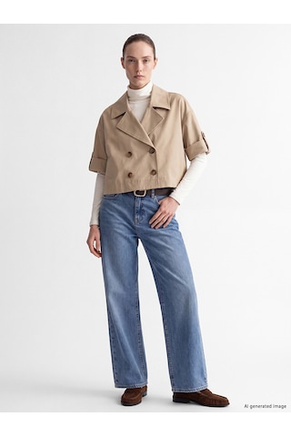 Lcw Modest Kahverengi Kruvaze Yaka Oversize Kadın Trençkot
