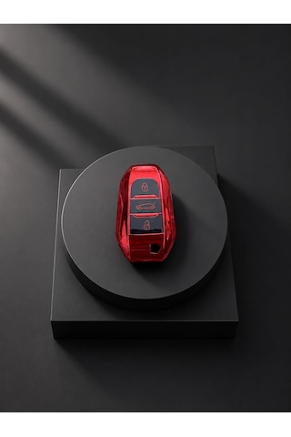 Autohan Keys Peugeot 208, 308, 508, 2008, 3008, 5008, Rifter İle Uyumlu Akıllı Anahtar Koruma Kılıfı, Kırmızı